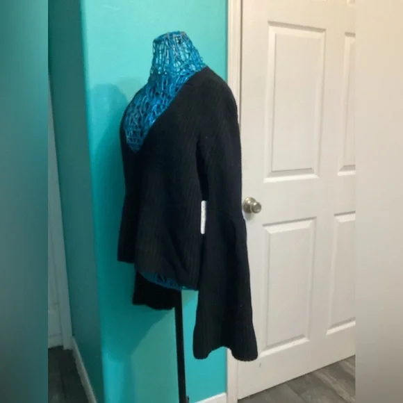 NWT Damsel Black Bell Sleeve Knit Sweater - Picture 6 of 10